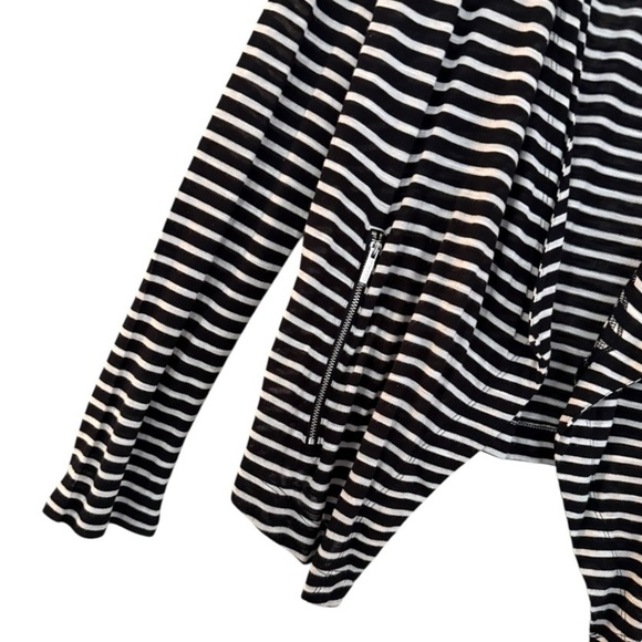 CALVIN KLEIN Striped Black & White Open Front Waterfall Cardigan Size L NEW - Picture 3 of 8